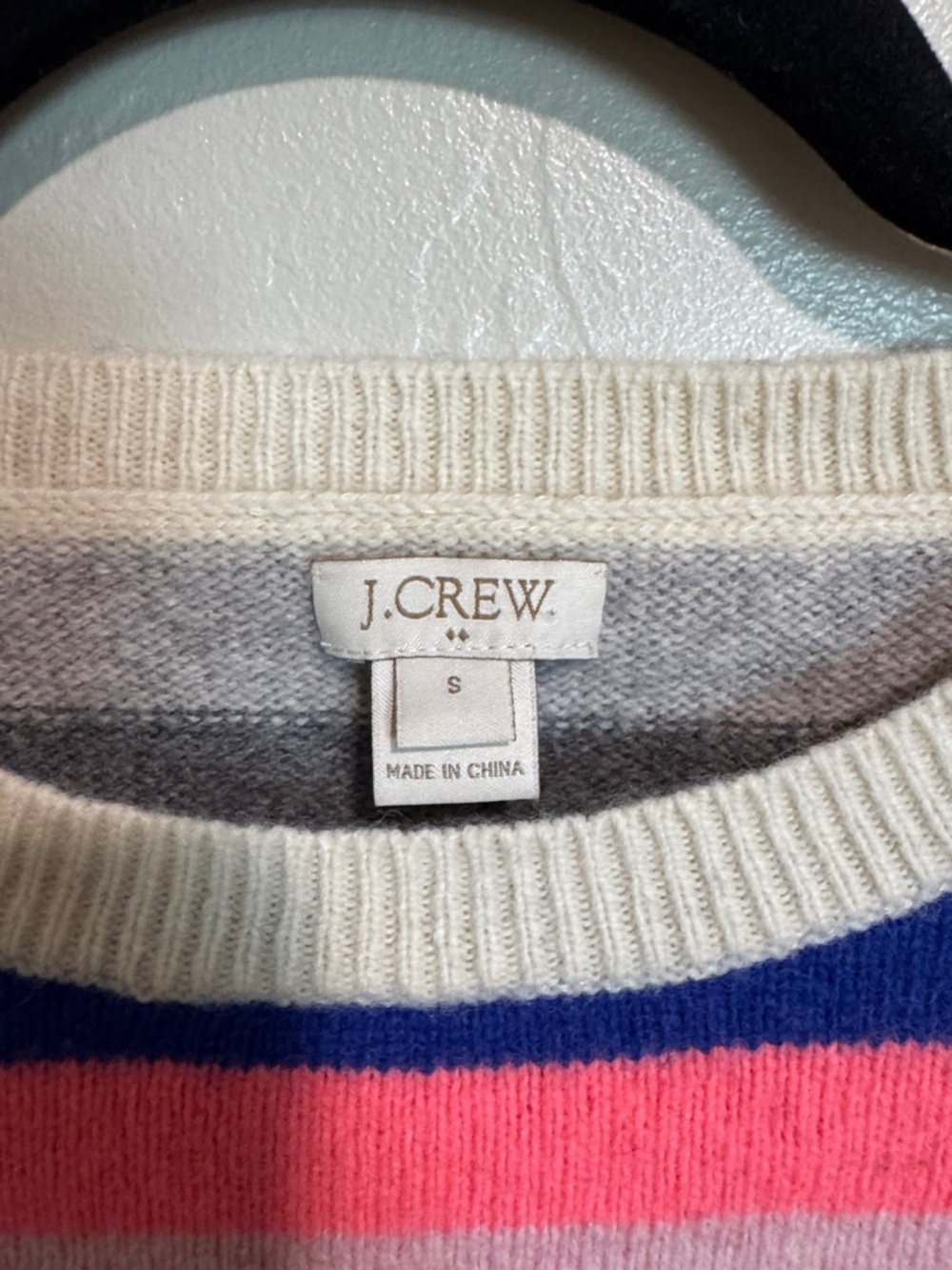 J. Crew Multicolor Stripe Crewneck Sweater - lamb wool blend - Picture 2 of 5
